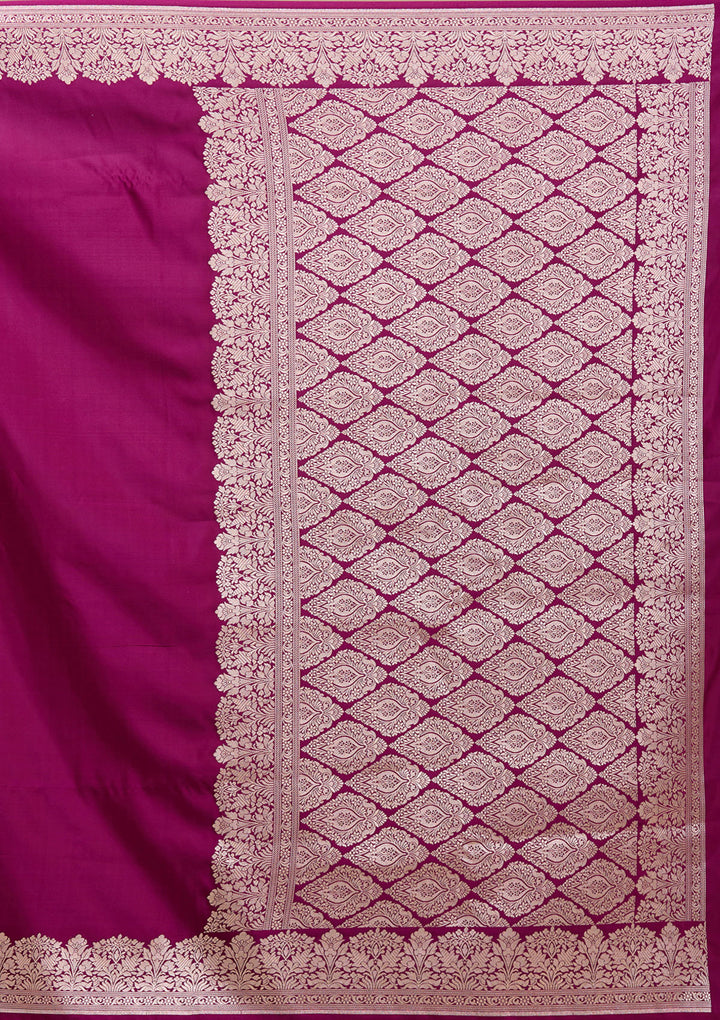 Purple Silk Plain Gold Zariwork Saree With Matching Blouse Piece