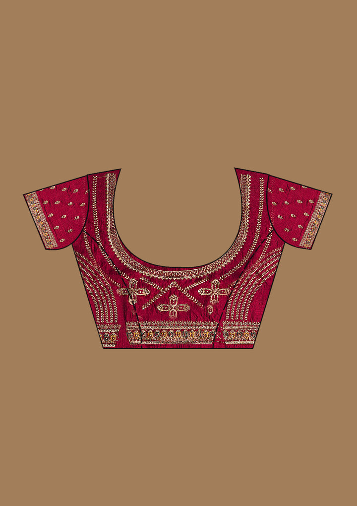 Bottle Green Gold Zariwork Soft Raw Silk Saree