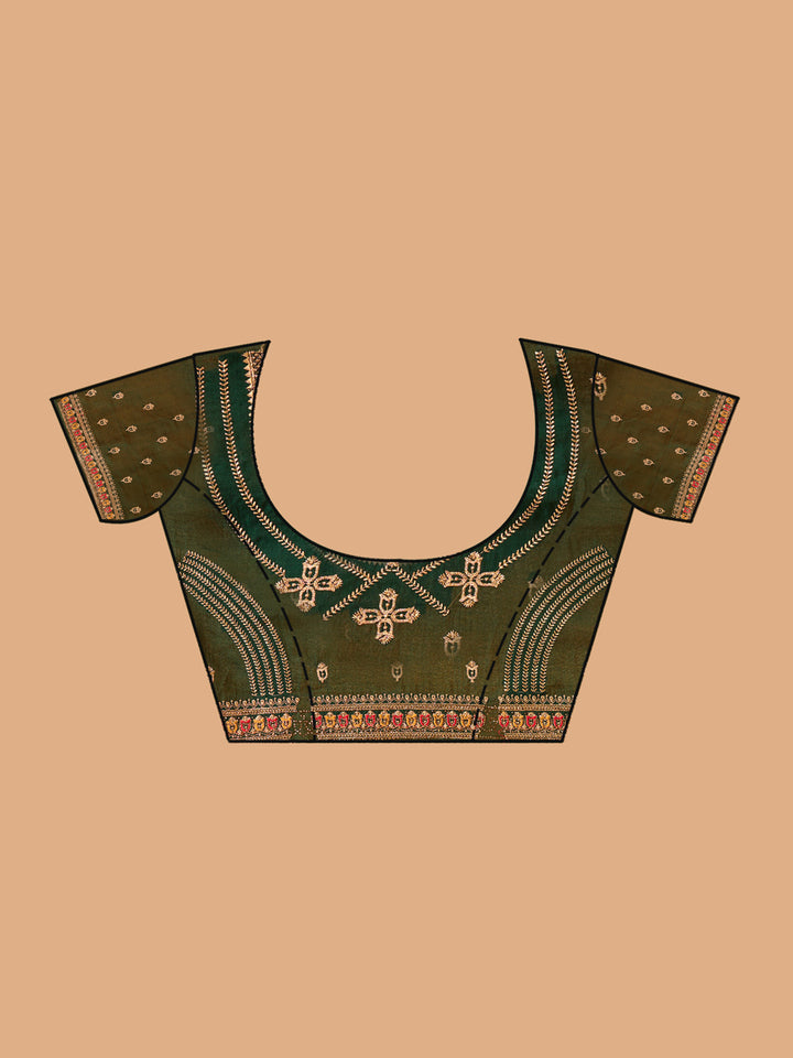 Mustard Gold Zariwork Soft Raw Silk Saree