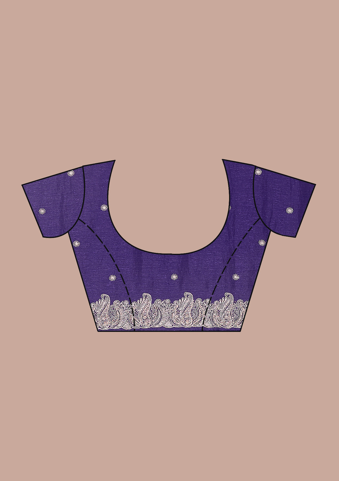 Violet Chiffon Silver Zariwork Saree With Matching Blouse Piece