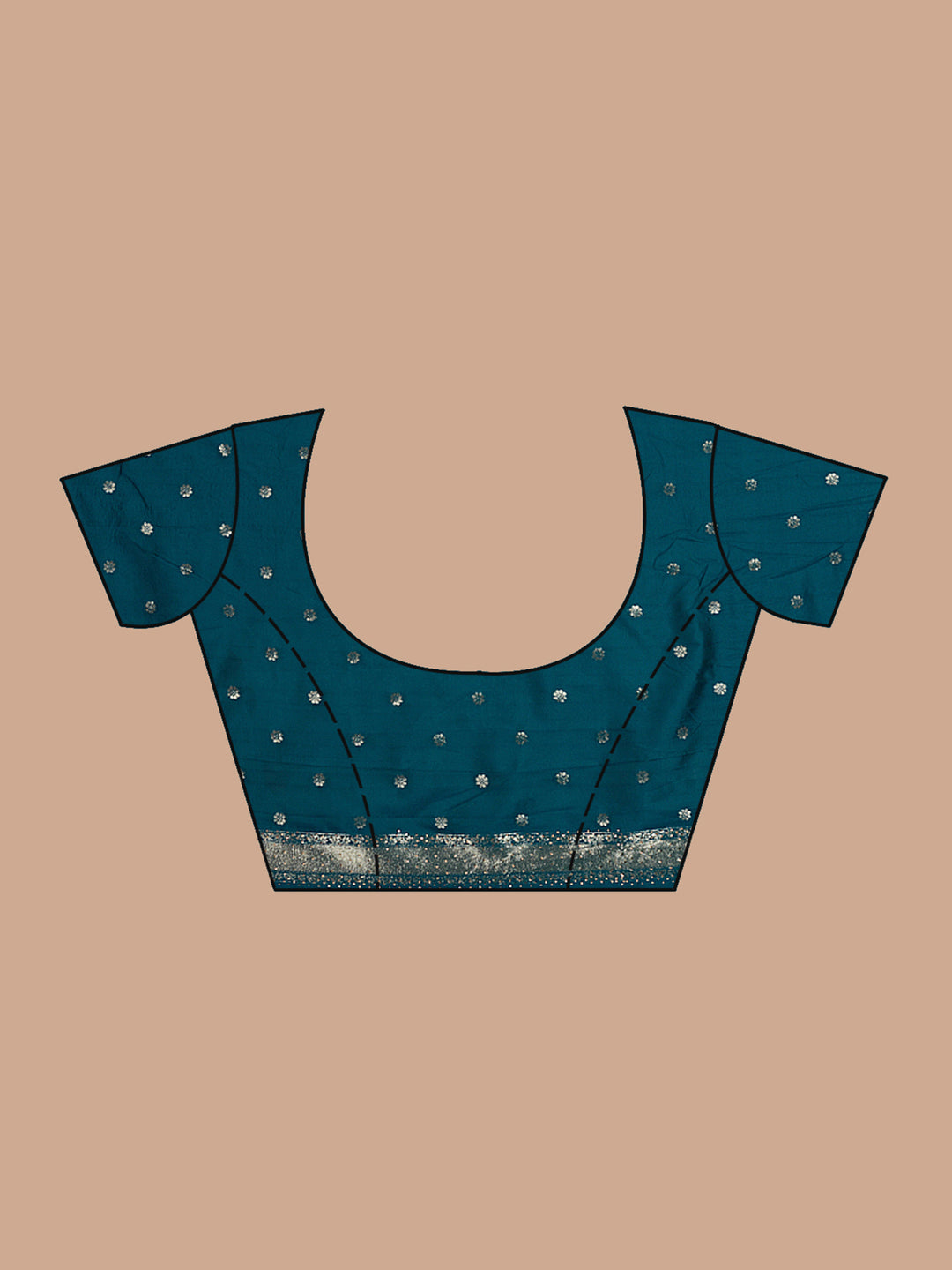 Peacock Blue Silk Jaal Stonework Saree With Matching Blouse Piece