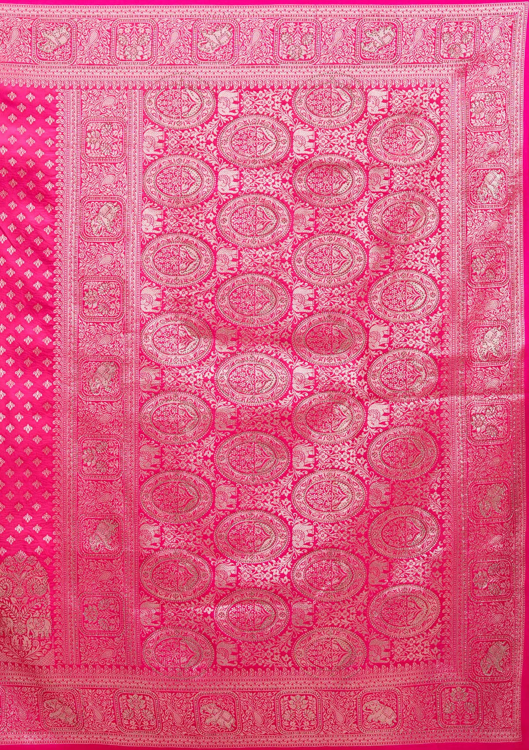 Magenta Pink Silk Buti Stonework Saree With Matching Blouse Piece