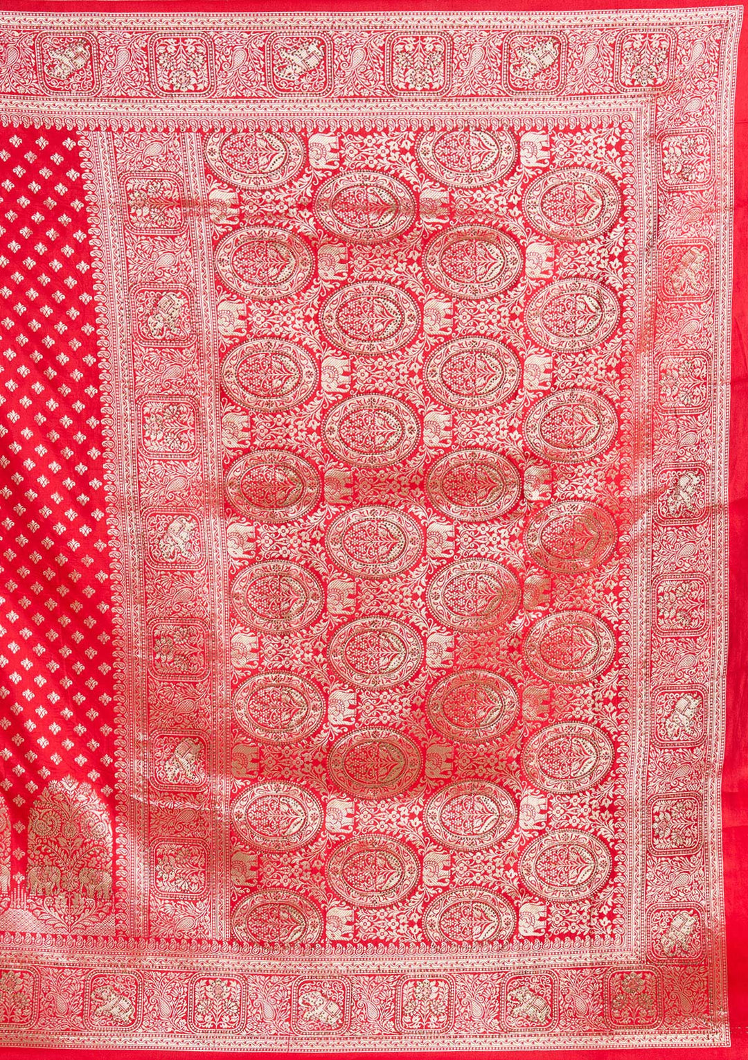 Red Silk Buti Stonework Saree With Matching Blouse Piece