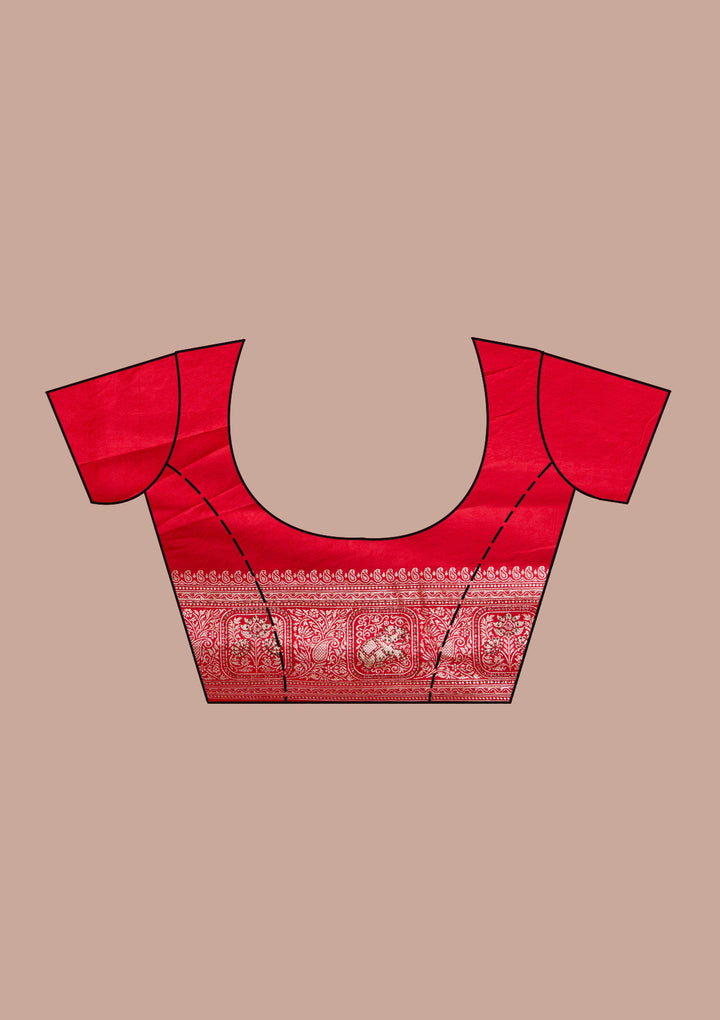 Red Silk Buti Stonework Saree With Matching Blouse Piece
