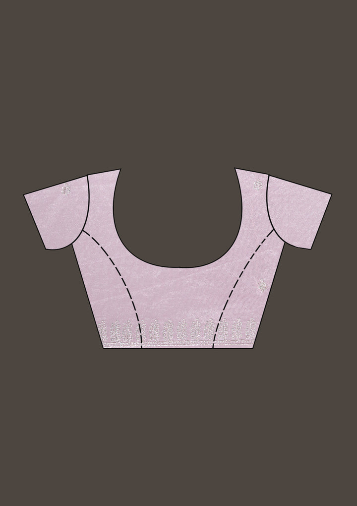 Baby Pink Organza Cutwork Saree With Matching Blouse Piece