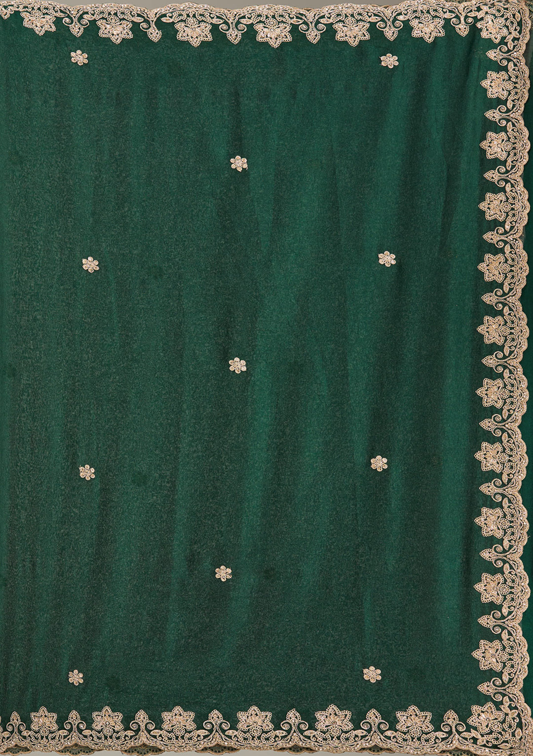 Bottle Green Cording Semi Crepe Saree