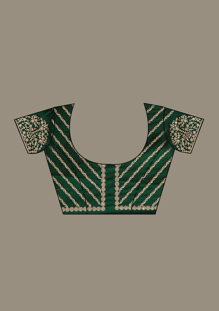 Bottle Green Cording Semi Crepe Saree