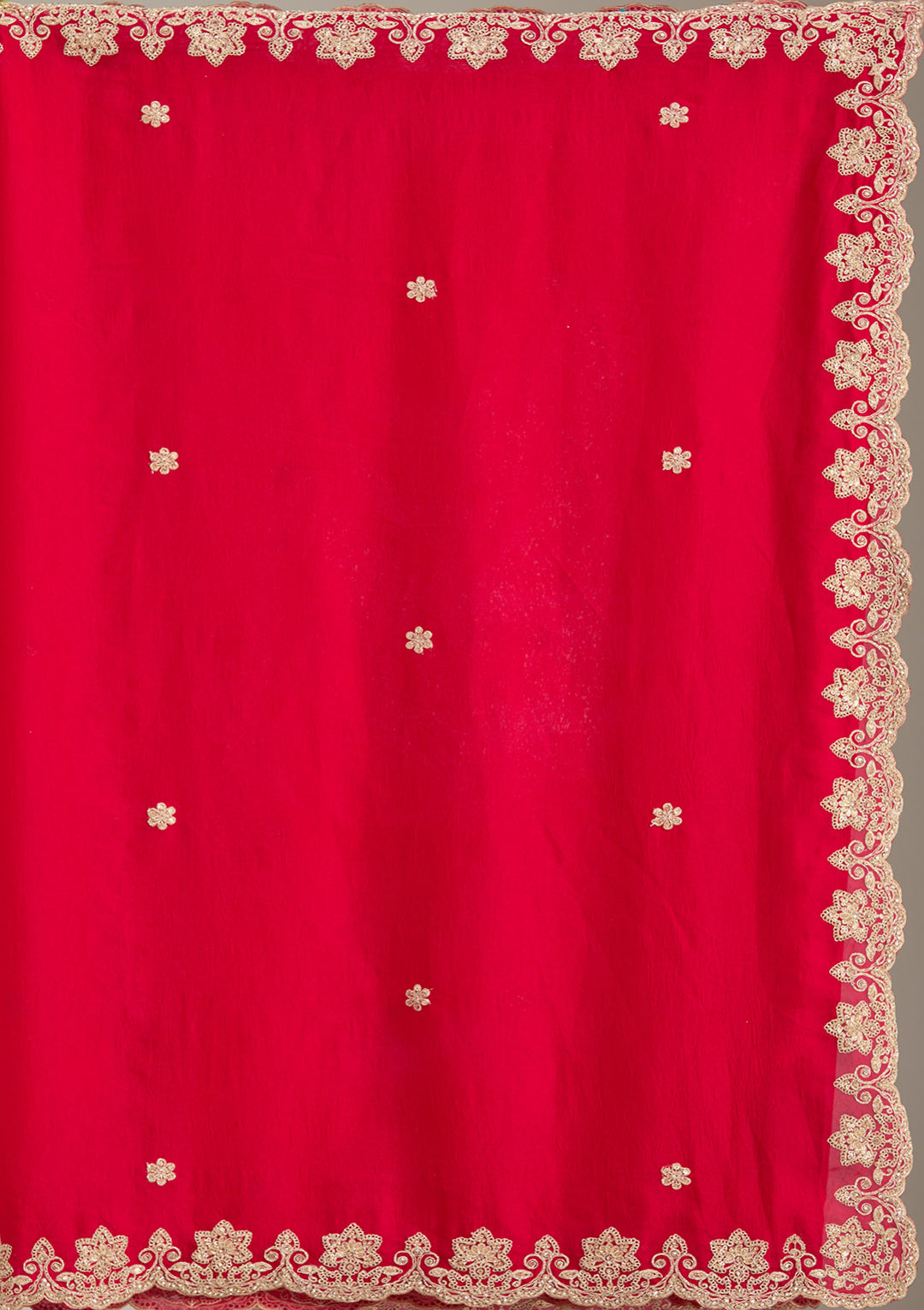 Rani Pink Crepe Cording Saree With Matching Blouse Piece