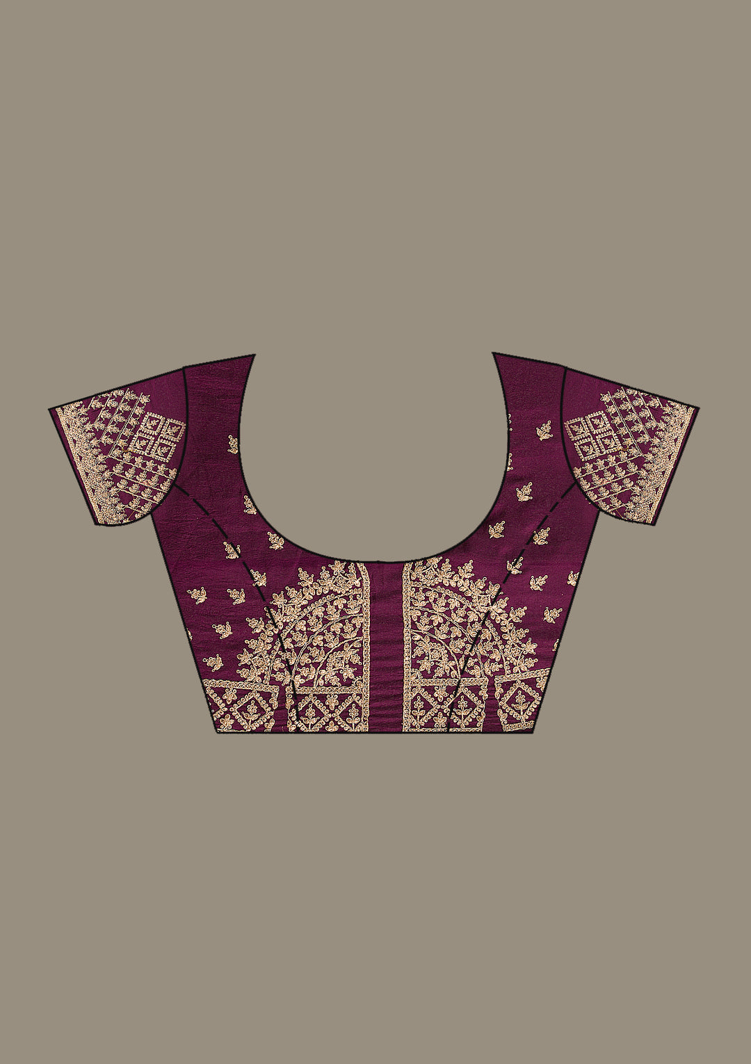 Wine Georgette Cording Saree With Matching Blouse Piece