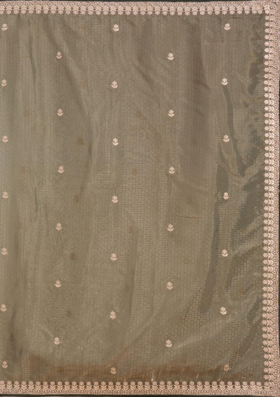 Mehendi Organza Gotapatti Saree With Matching Blouse Piece