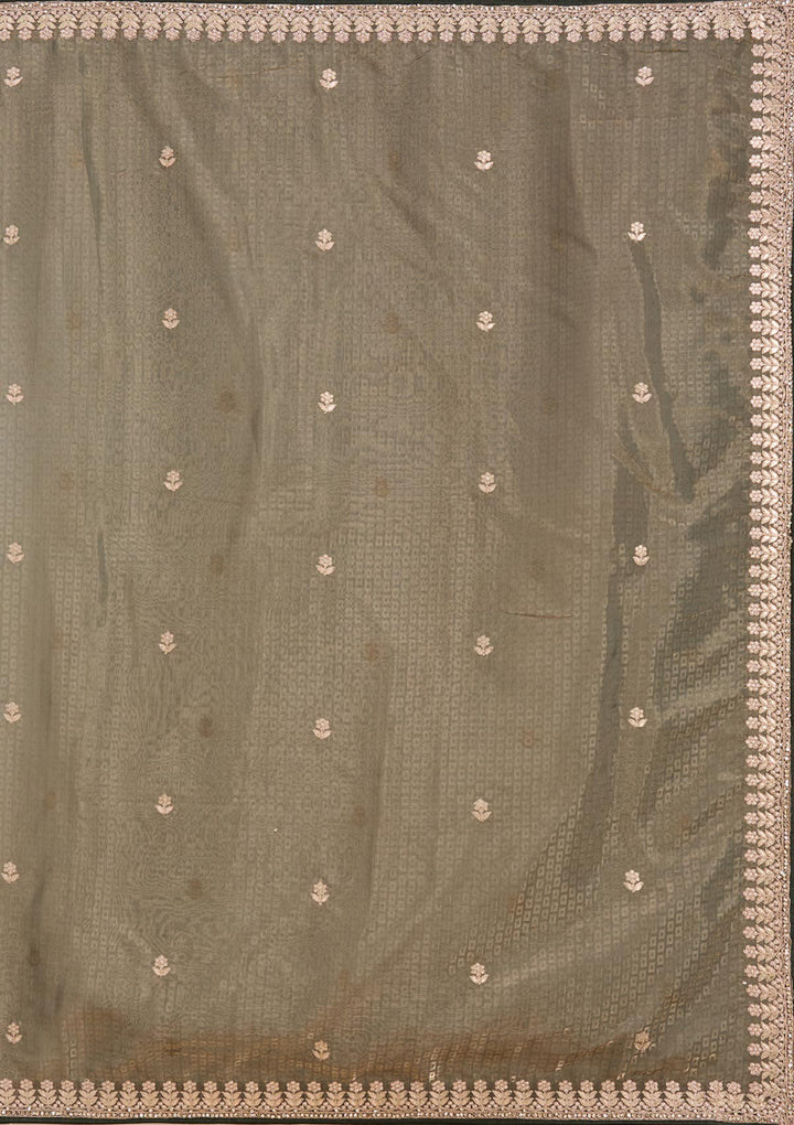 Mehendi Organza Gotapatti Saree With Matching Blouse Piece