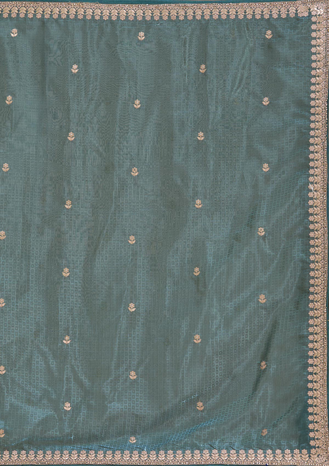 Teal Green Organza Gotapatti Saree With Matching Blouse Piece
