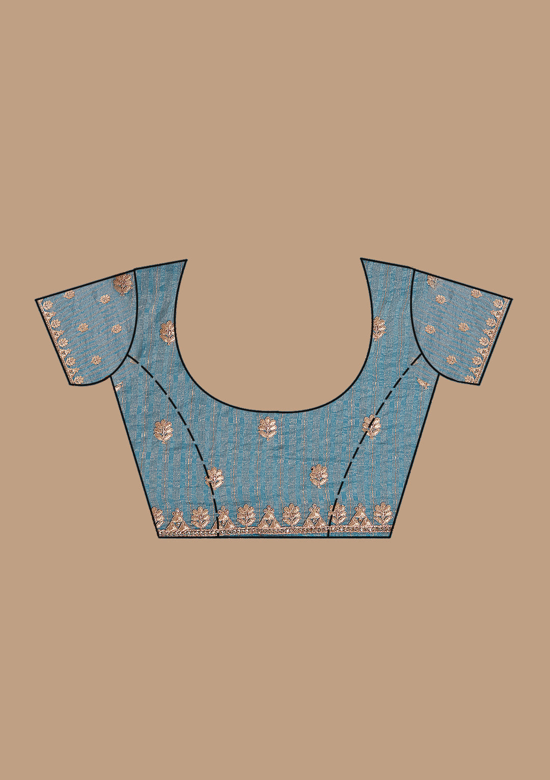 Blue Organza Gotapatti Saree With Matching Blouse Piece
