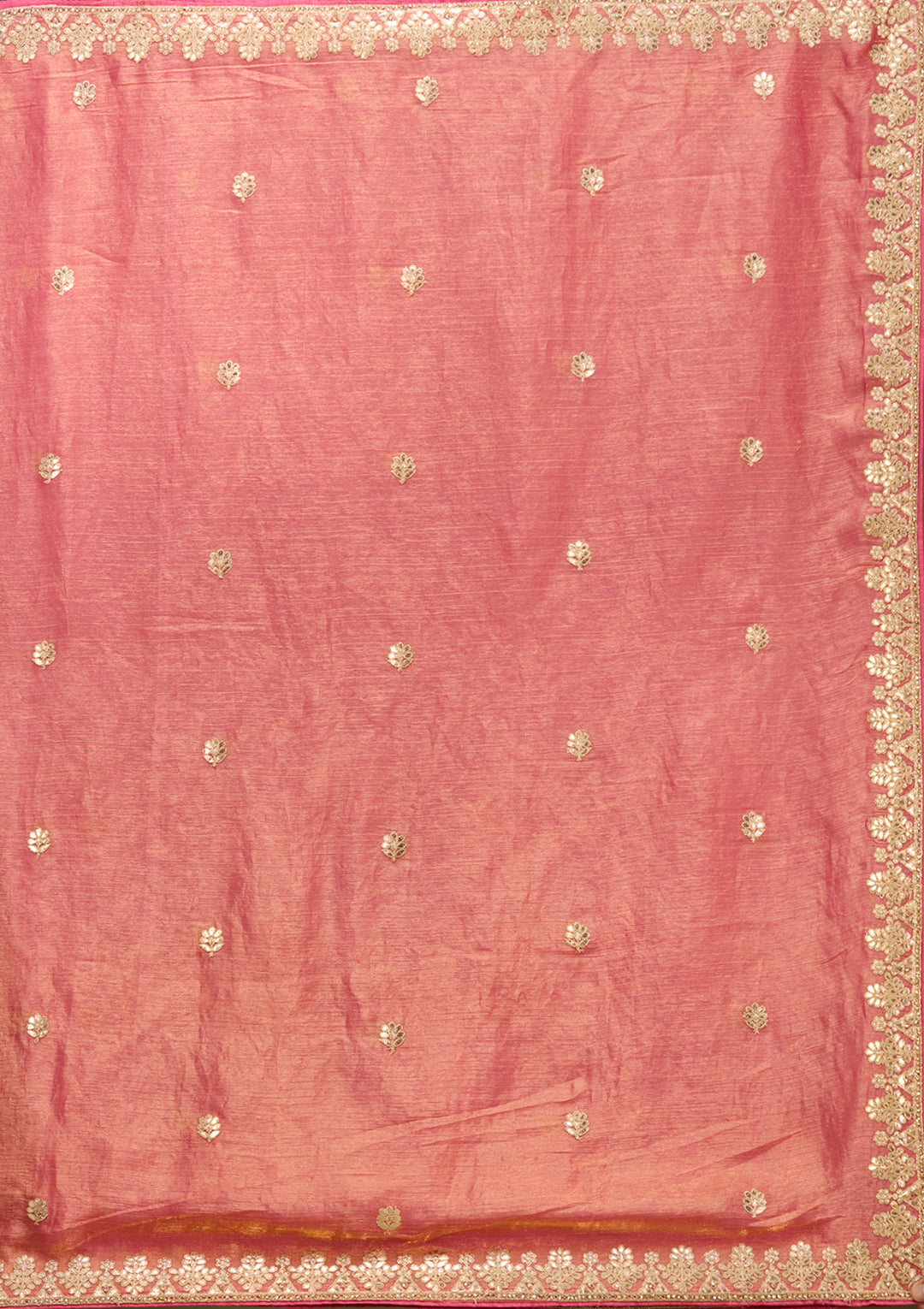 Gajari Pink Organza Gotapatti Saree With Matching Blouse Piece