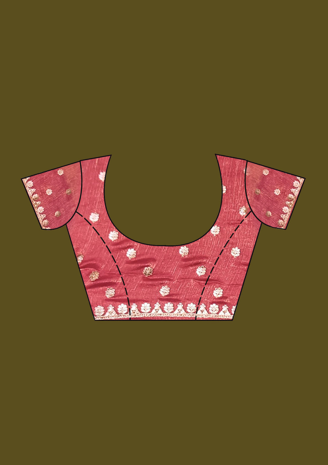Gajari Pink Organza Gotapatti Saree With Matching Blouse Piece