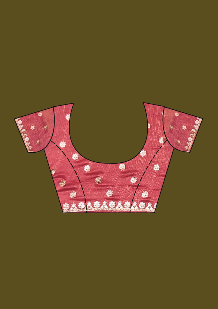 Gajari Pink Organza Gotapatti Saree With Matching Blouse Piece