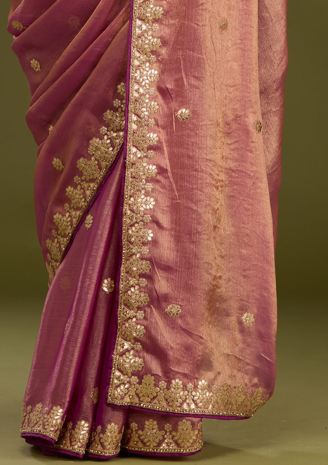 Purple Organza Gotapatti Saree With Matching Blouse Piece