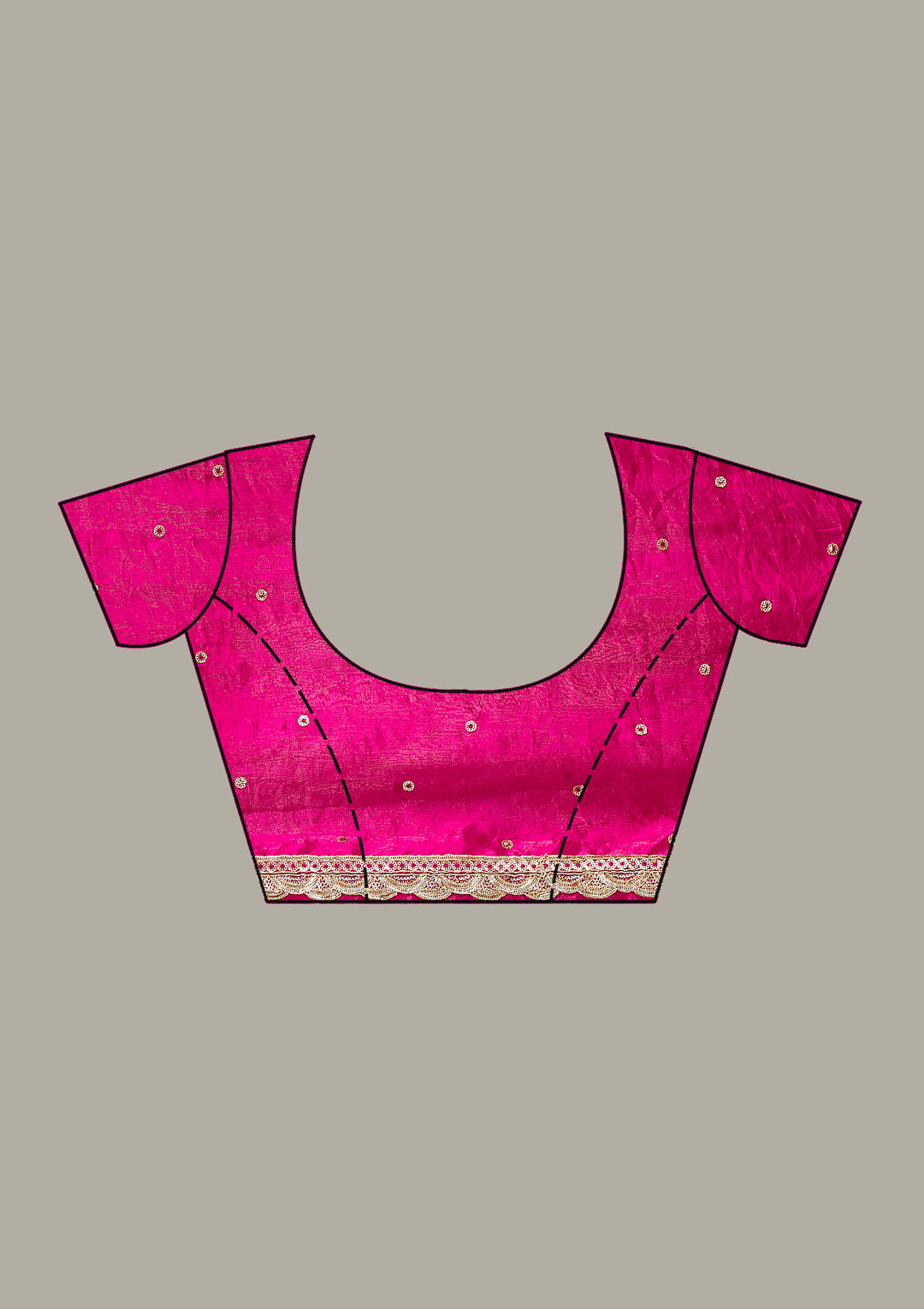 Magenta Pink Tissue Cording Saree With Matching Blouse Piece