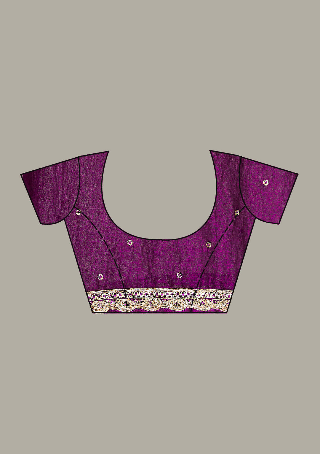 Purple Tissue Cording Saree With Matching Blouse Piece