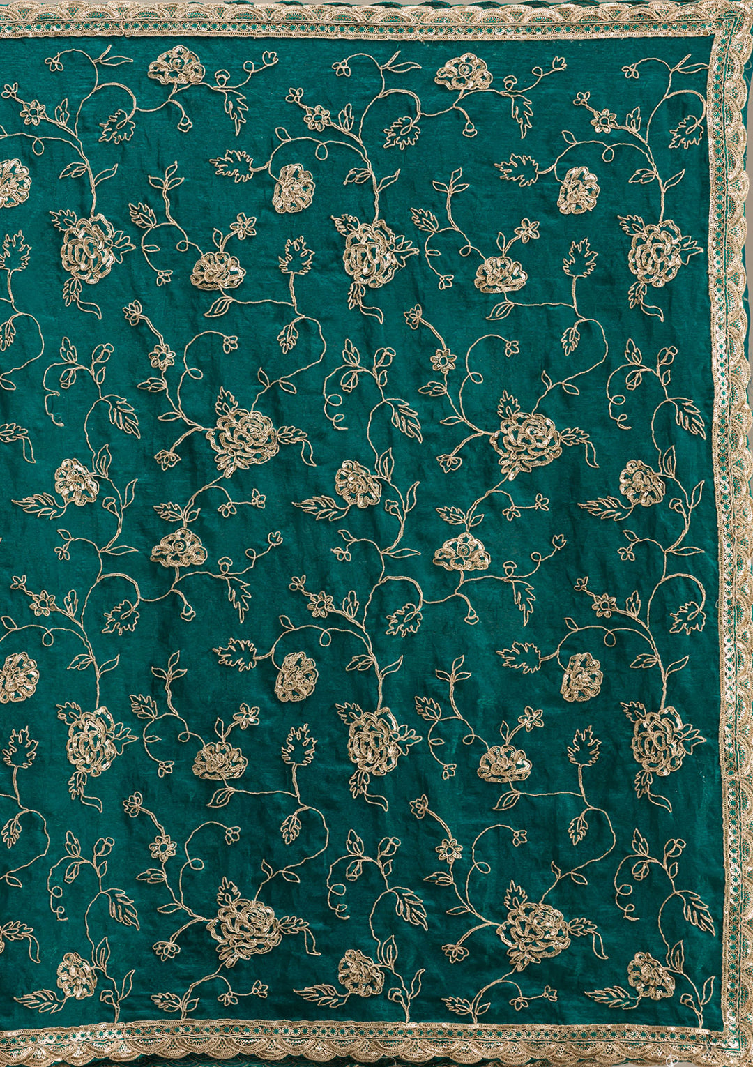 Rama Green Cording Chinon Saree