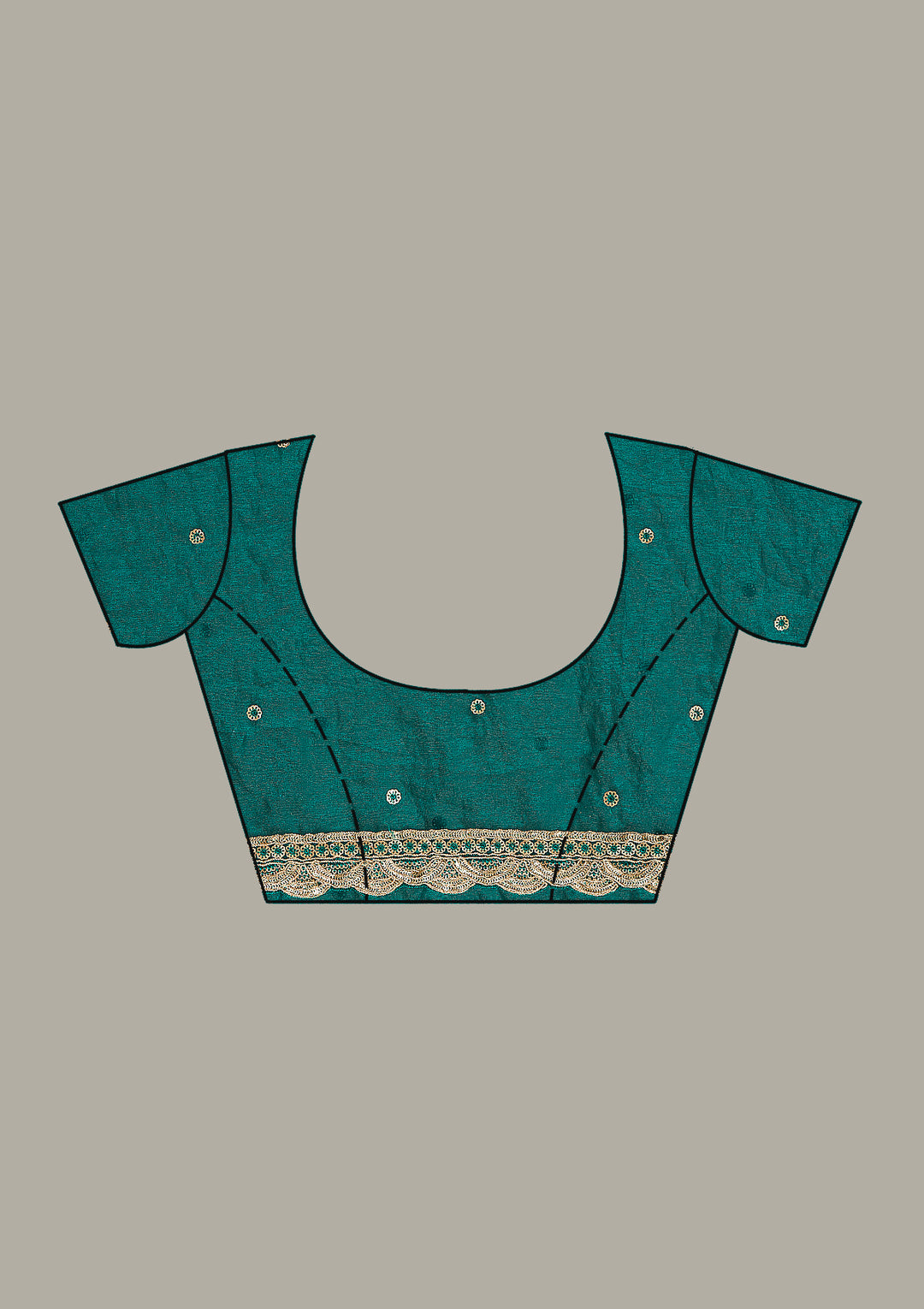 Rama Green Cording Chinon Saree