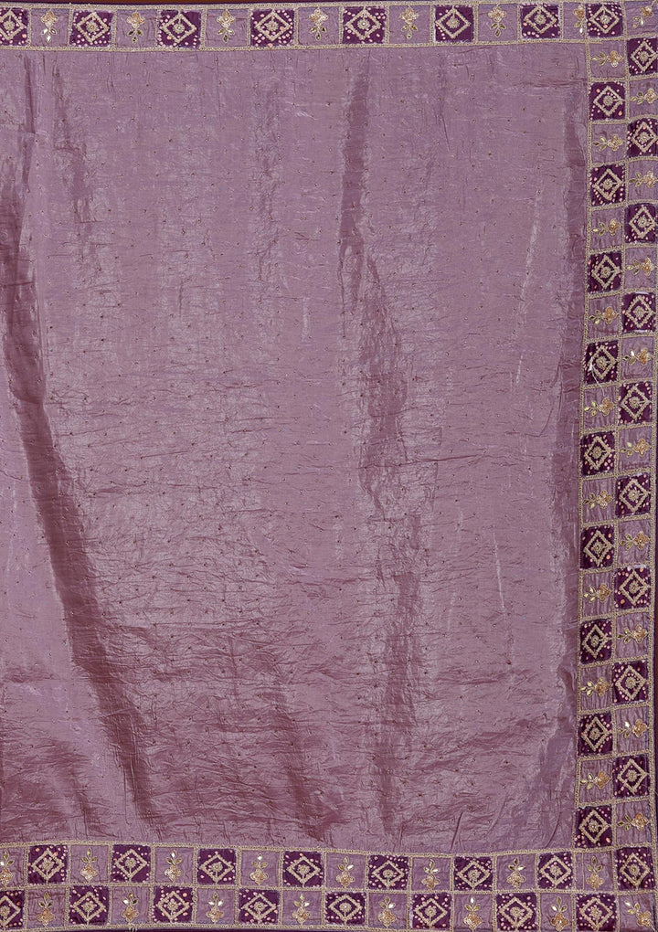 Light Lavender Tissue Gotapatti Saree With Matching Blouse Piece