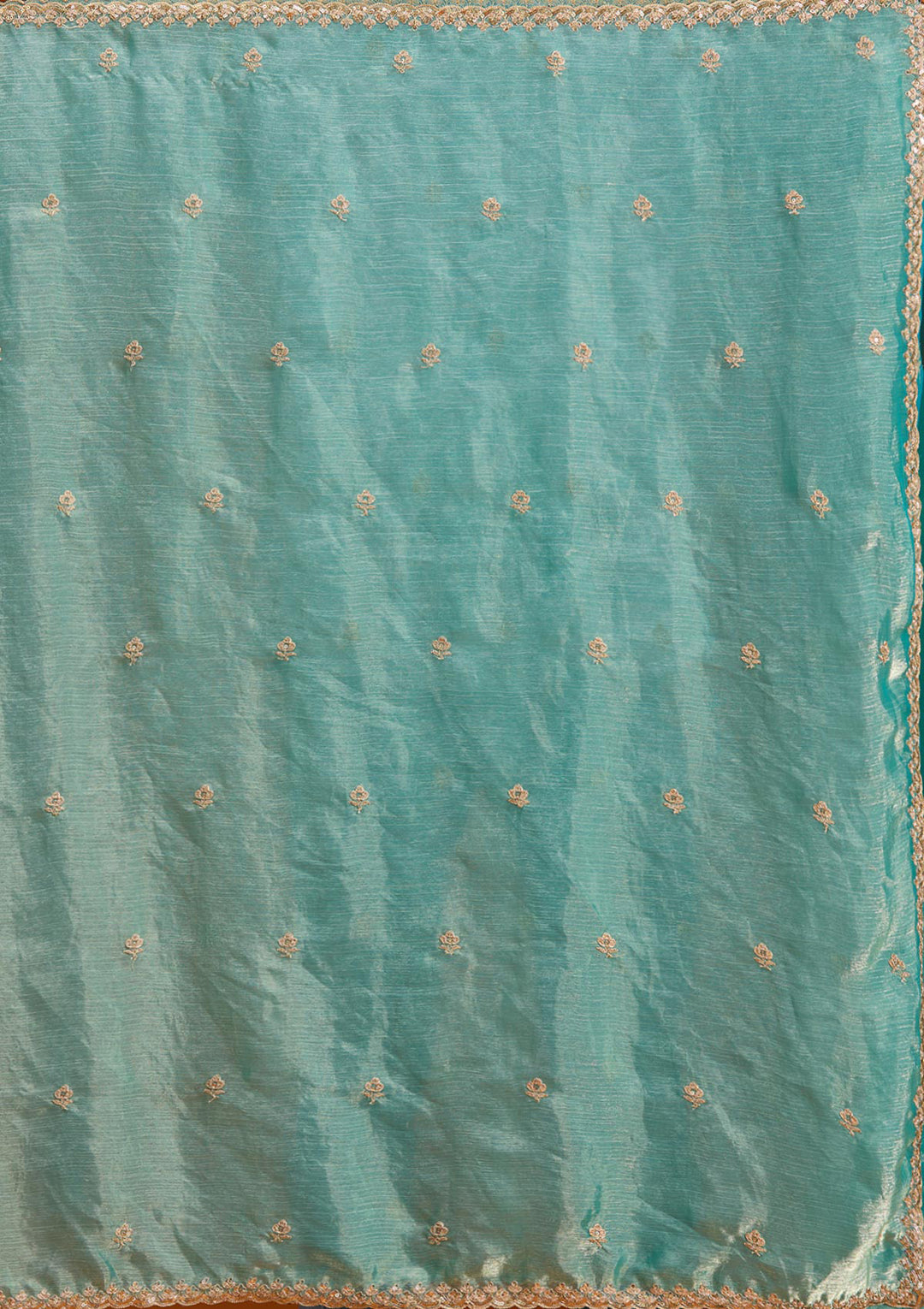 Sea Green Cording Tissue Saree