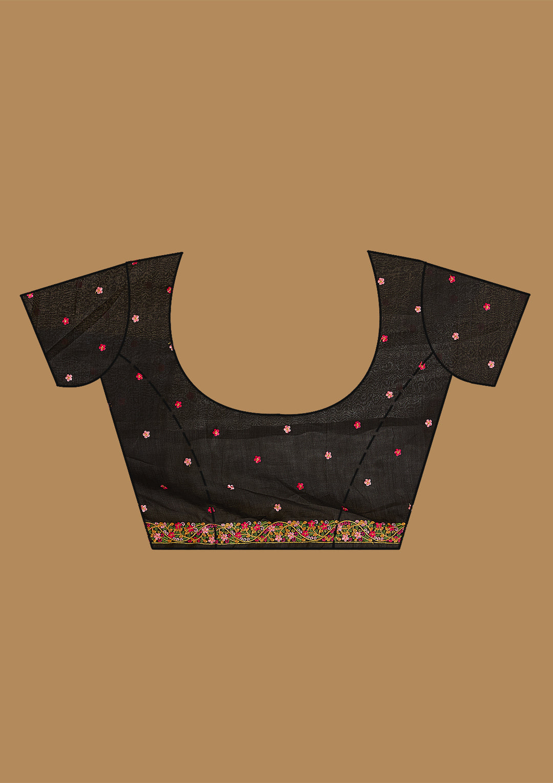 Black Kashmiri Soft Raw Silk Saree