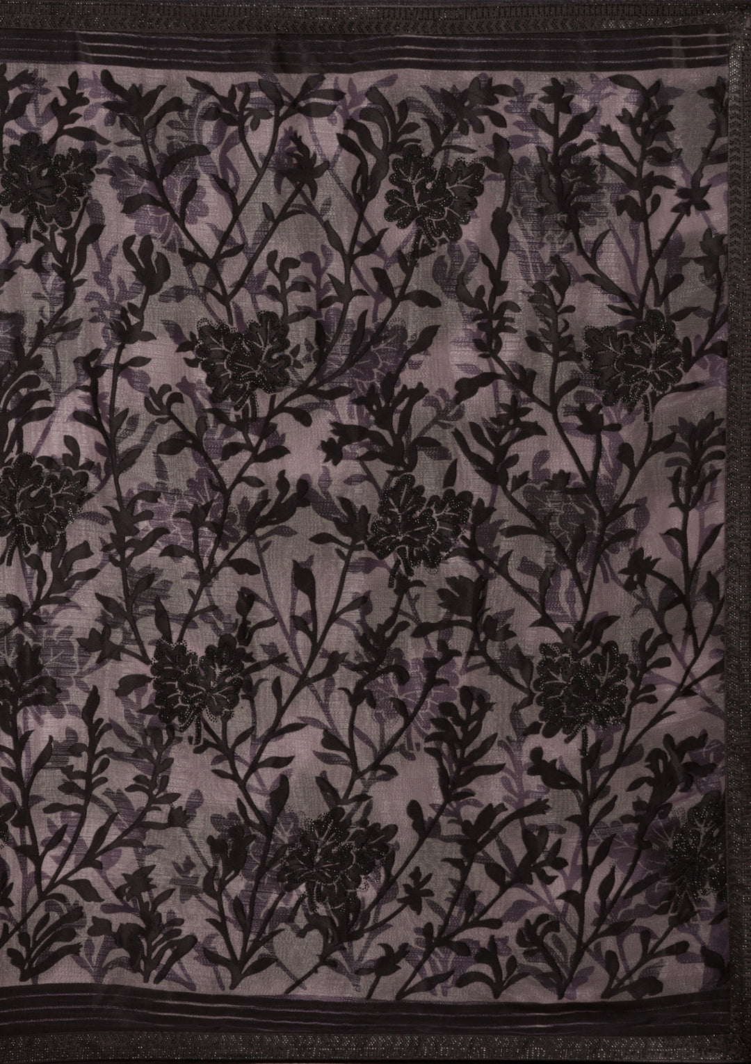 Purple Chiffon Swarovski Saree With Matching Blouse Piece