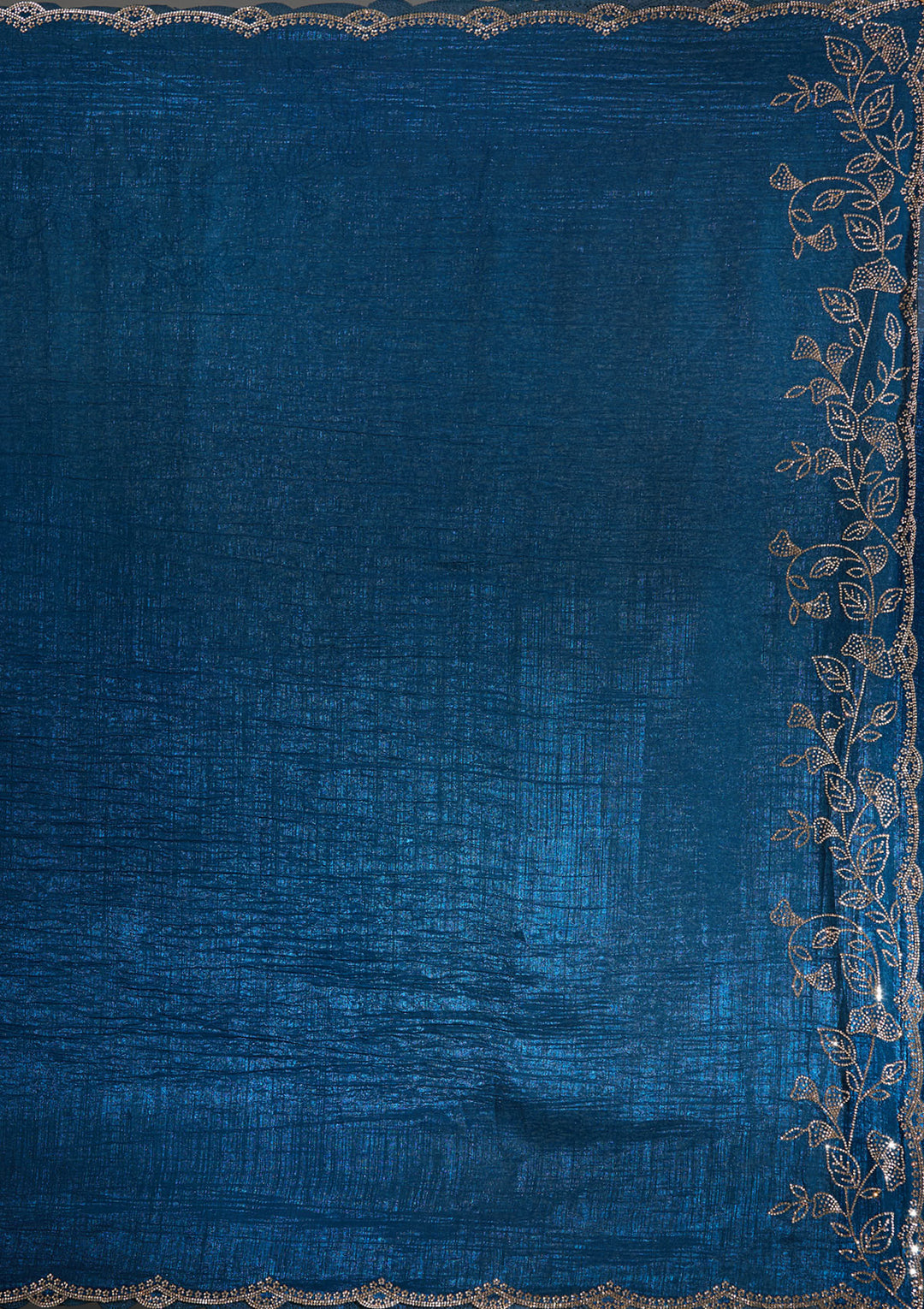 Navy Blue Stonework (Gold) Georgette Saree