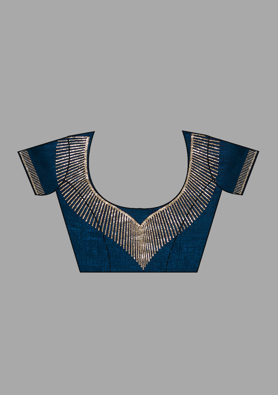 Navy Blue Stonework (Gold) Georgette Saree