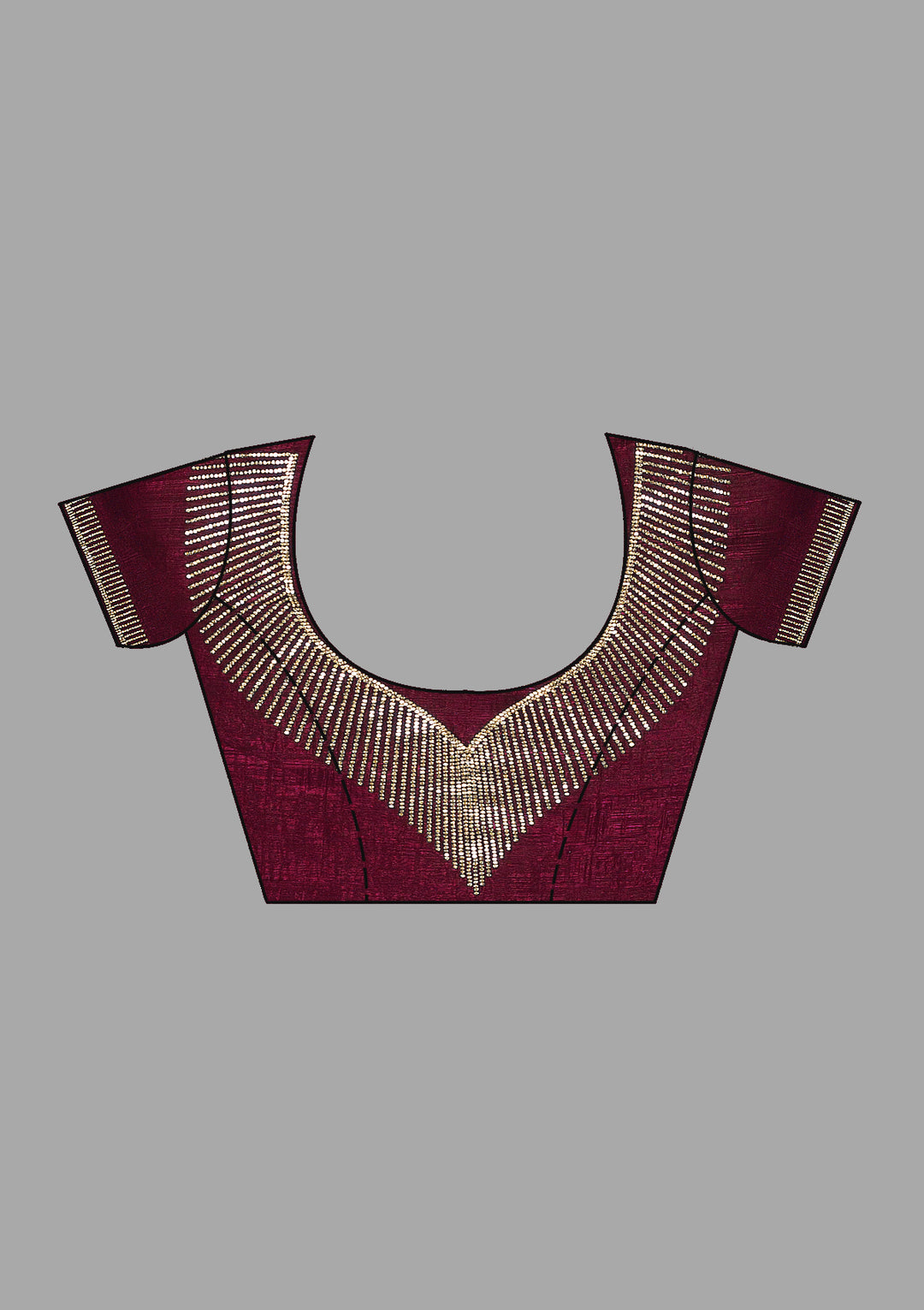 Wine Georgette Gold Stonework Saree With Matching Blouse Piece