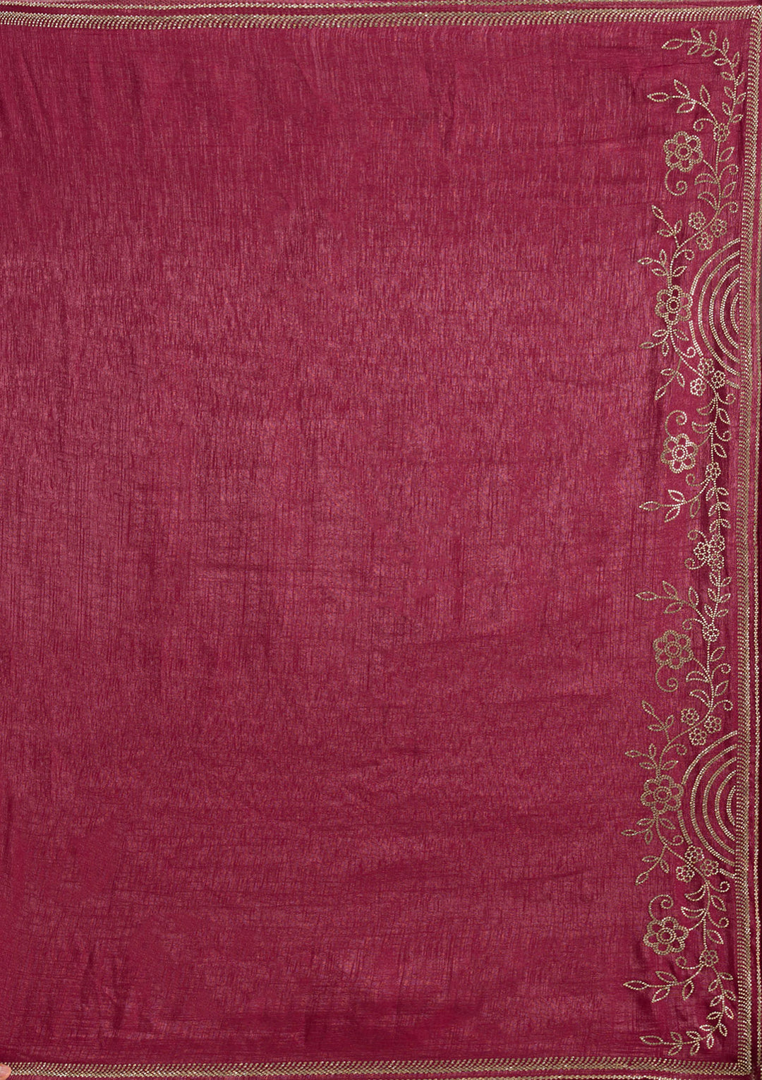 Maroon Tissue Gold Stonework Saree With Matching Blouse Piece