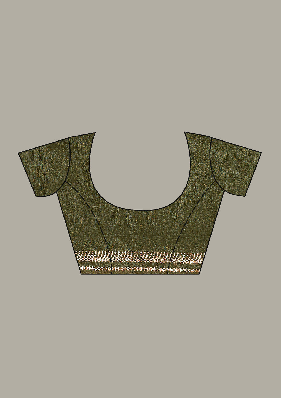 Mehendi Tissue Gold Stonework Saree With Matching Blouse Piece