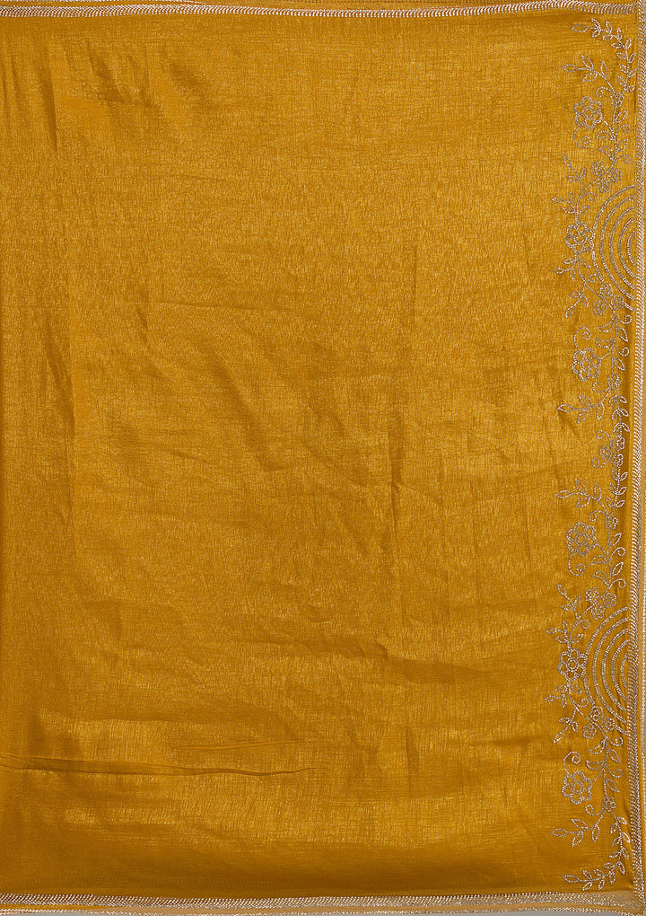 Mustard Threadwork Georgette Saree