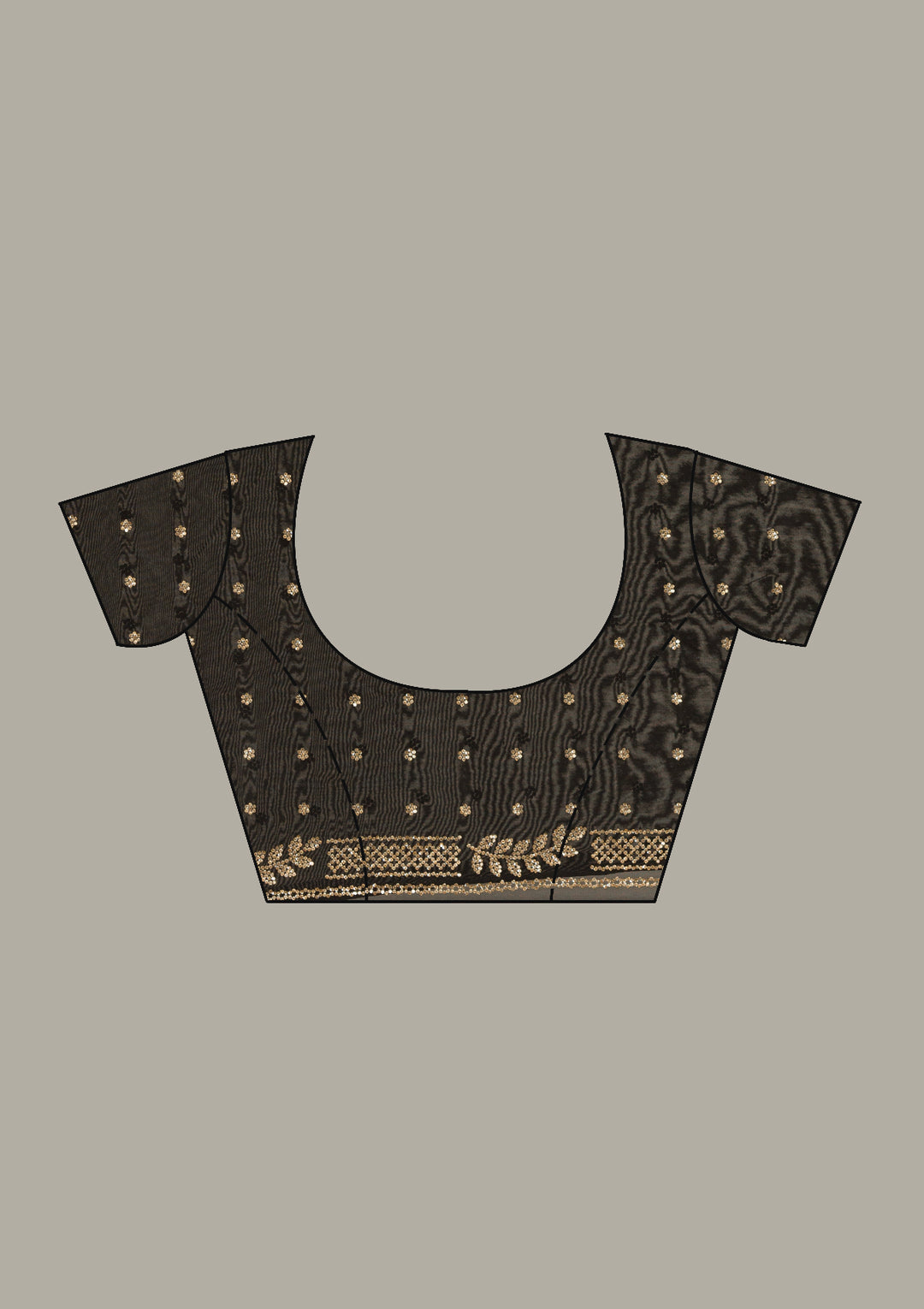 Black Georgette Gold Stonework Saree With Matching Blouse Piece