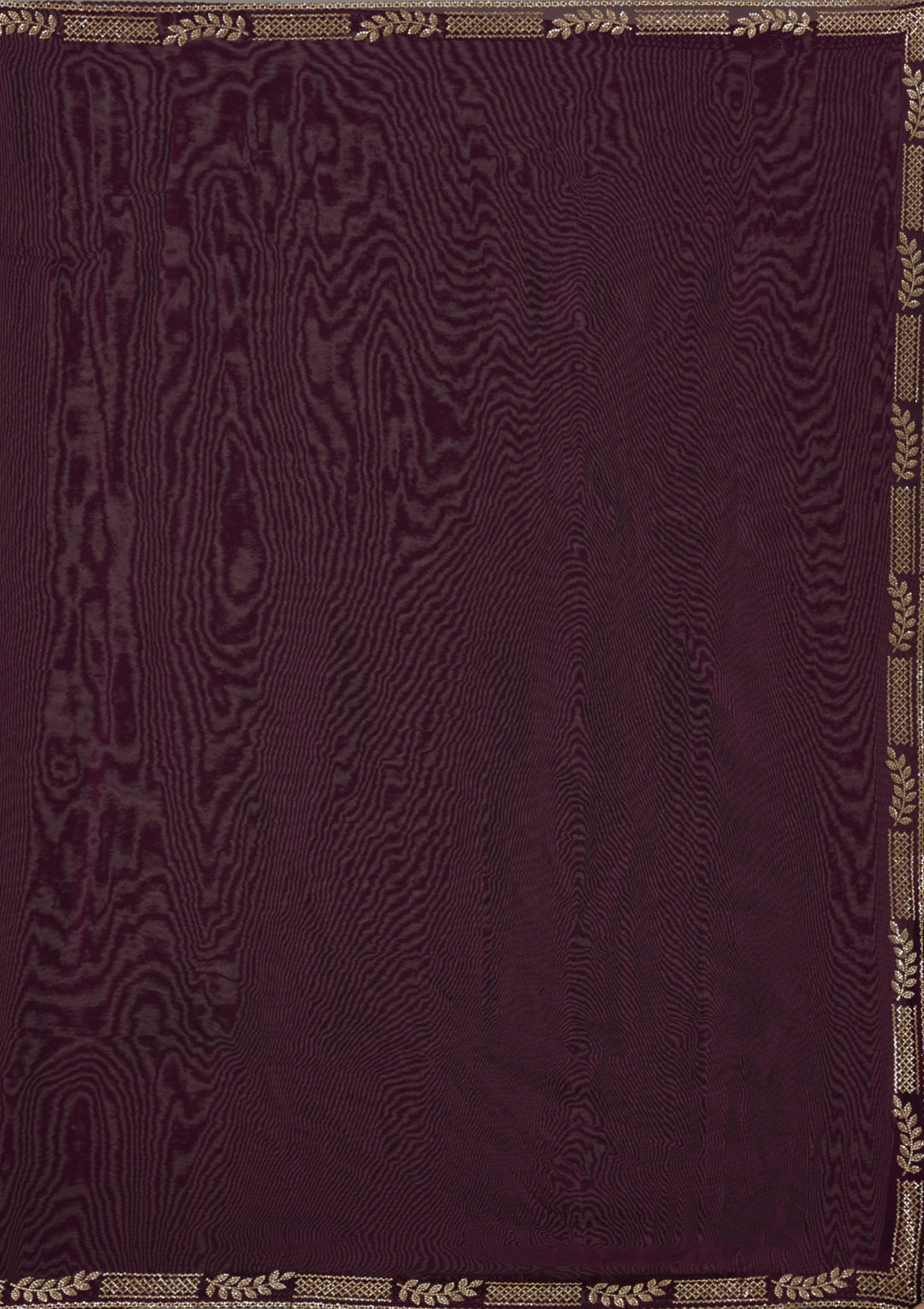 Wine Georgette Gold Stonework Saree With Matching Blouse Piece