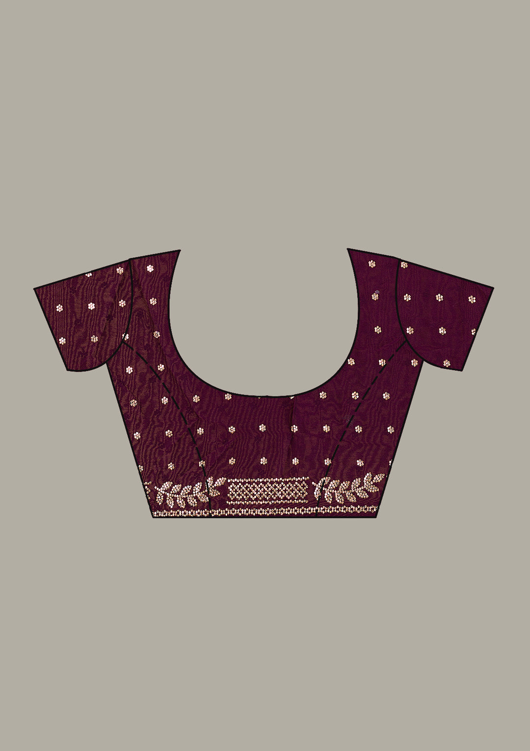 Wine Georgette Gold Stonework Saree With Matching Blouse Piece