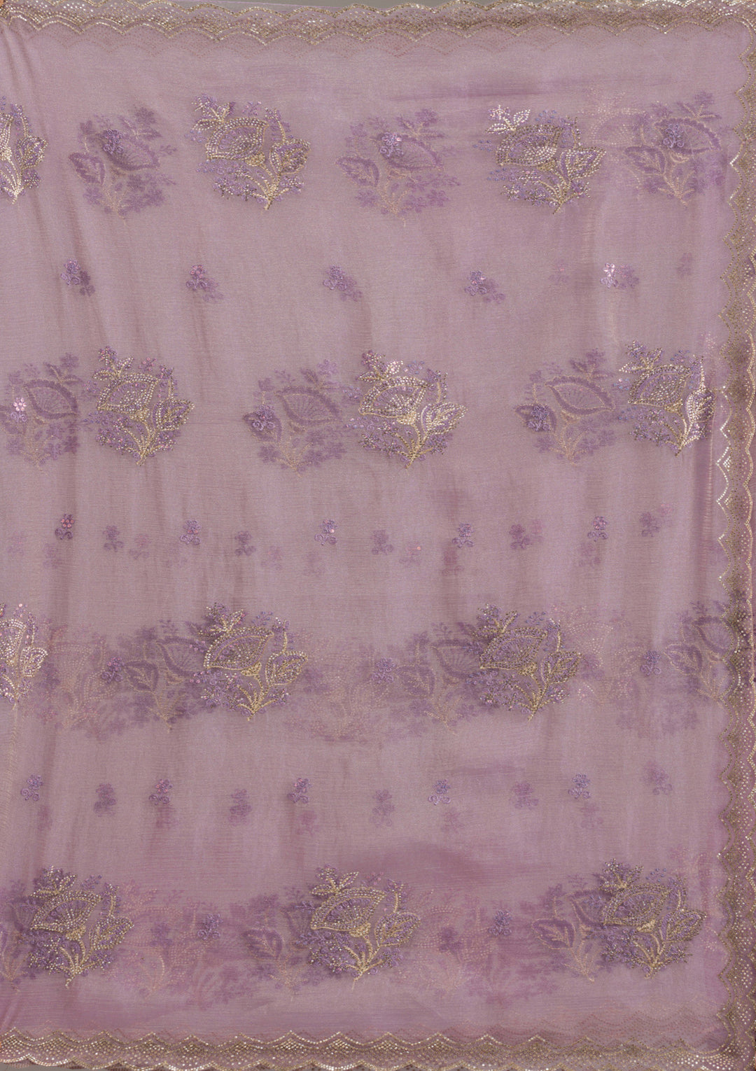 Lavender Stonework (Gold) Tissue Saree