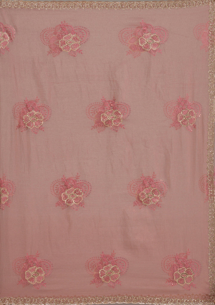 Peach Stonework (Gold) Tissue Saree