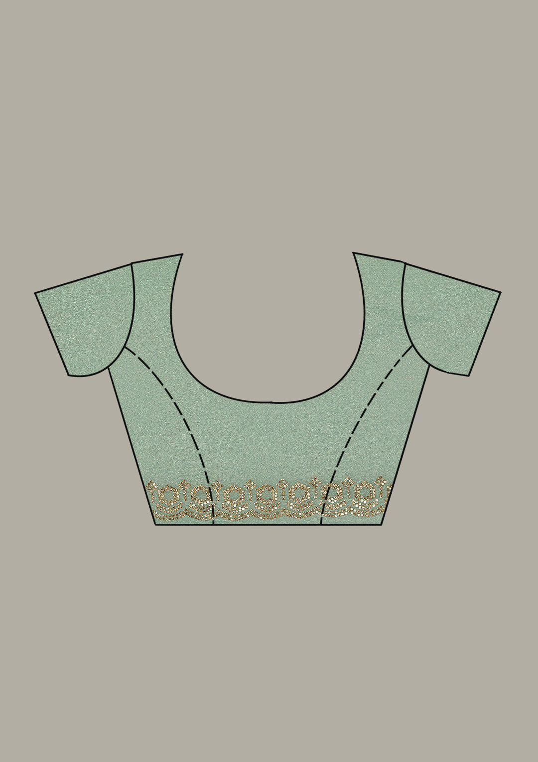 Sea Green Tissue Gold Stonework Saree With Matching Blouse Piece