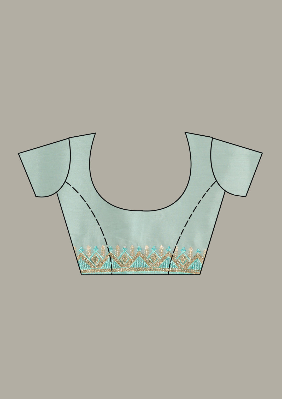 Sky Blue Chiffon Threadwork Saree With Matching Blouse Piece