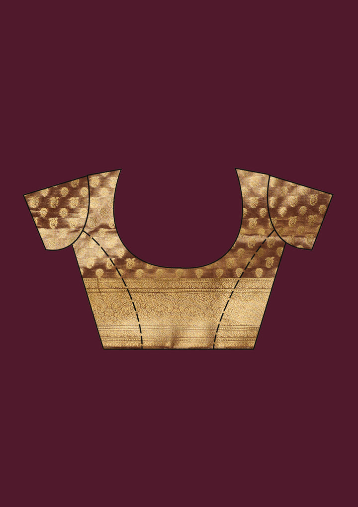 Beige Silk Jaal Gold Zariwork Saree With Matching Blouse Piece