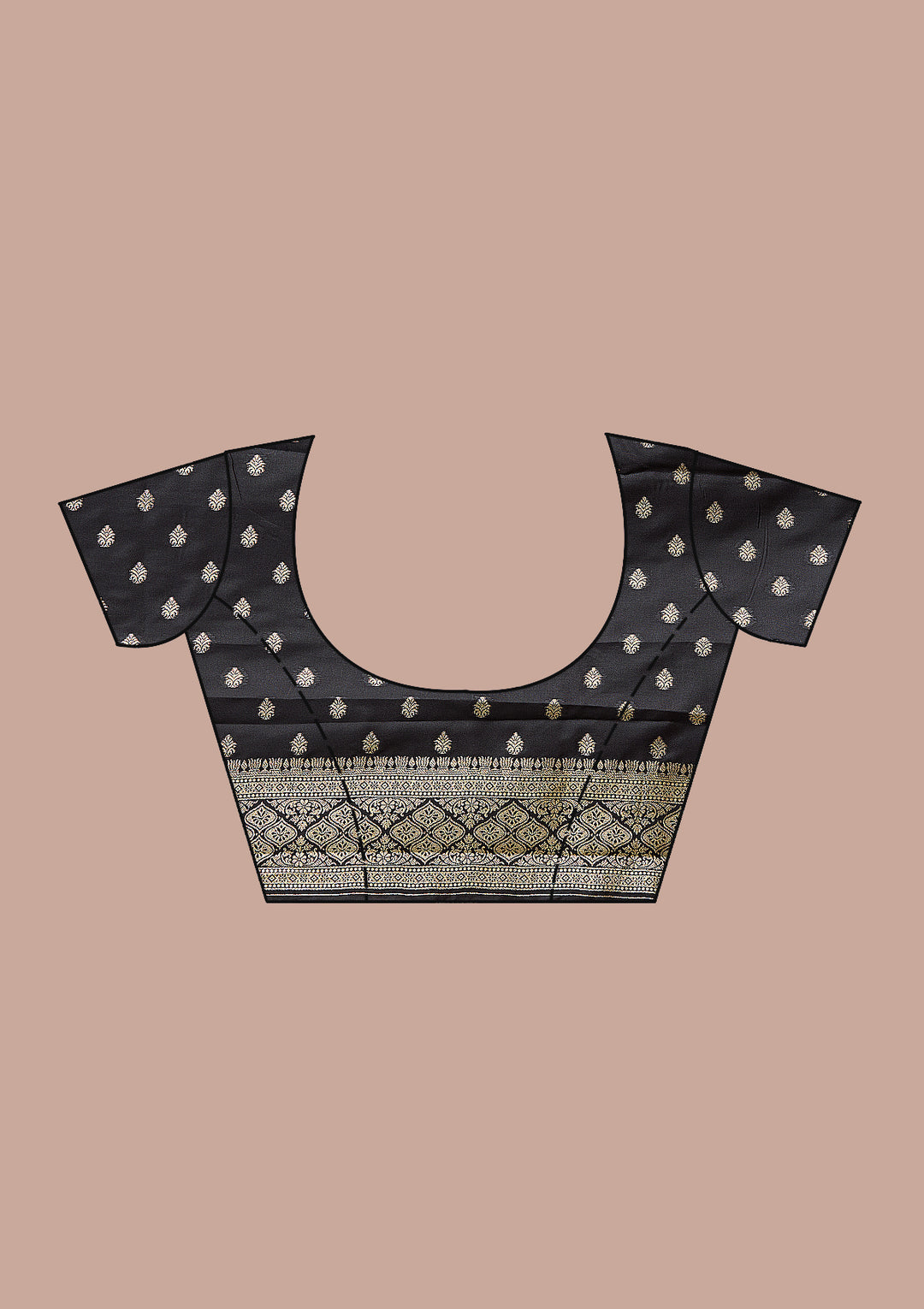 Black Silk Jaal Printed Saree With Matching Blouse Piece