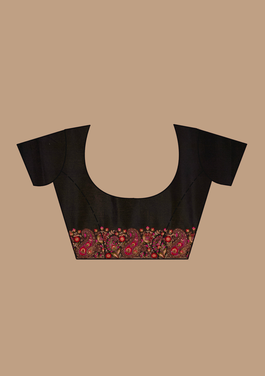 Black Chiffon Kashmiri Saree With Matching Blouse Piece