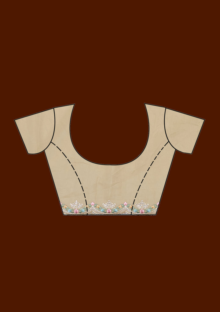 Yellow Threadwork Tissue Saree