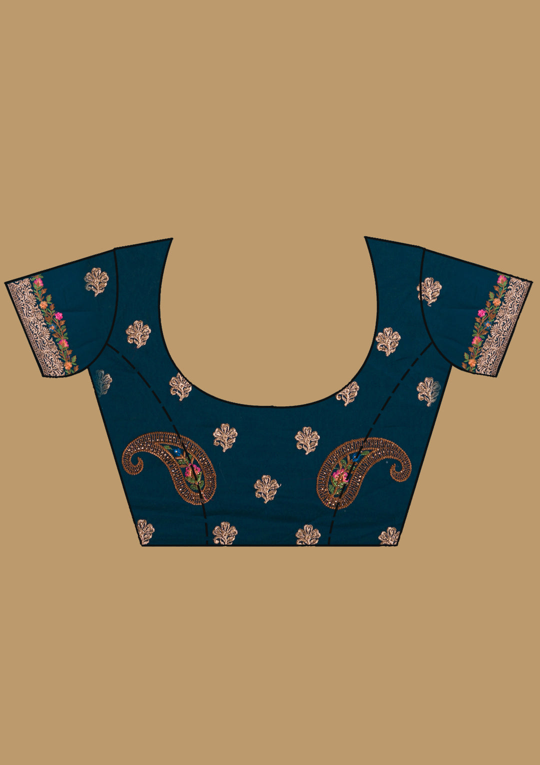 Peacock Blue Kashmiri Georgette Saree