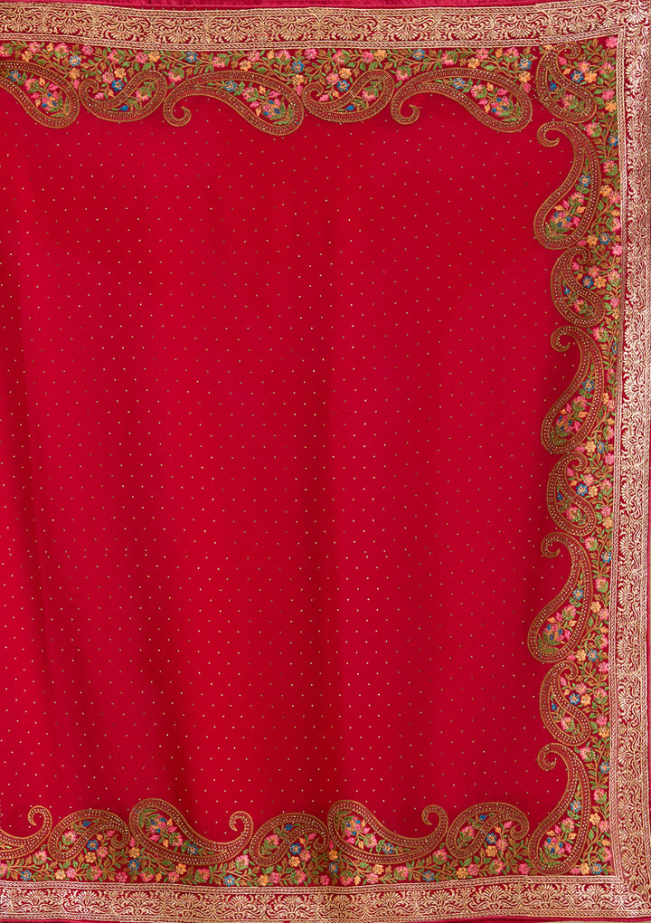 Rani Pink Kashmiri Georgette Saree