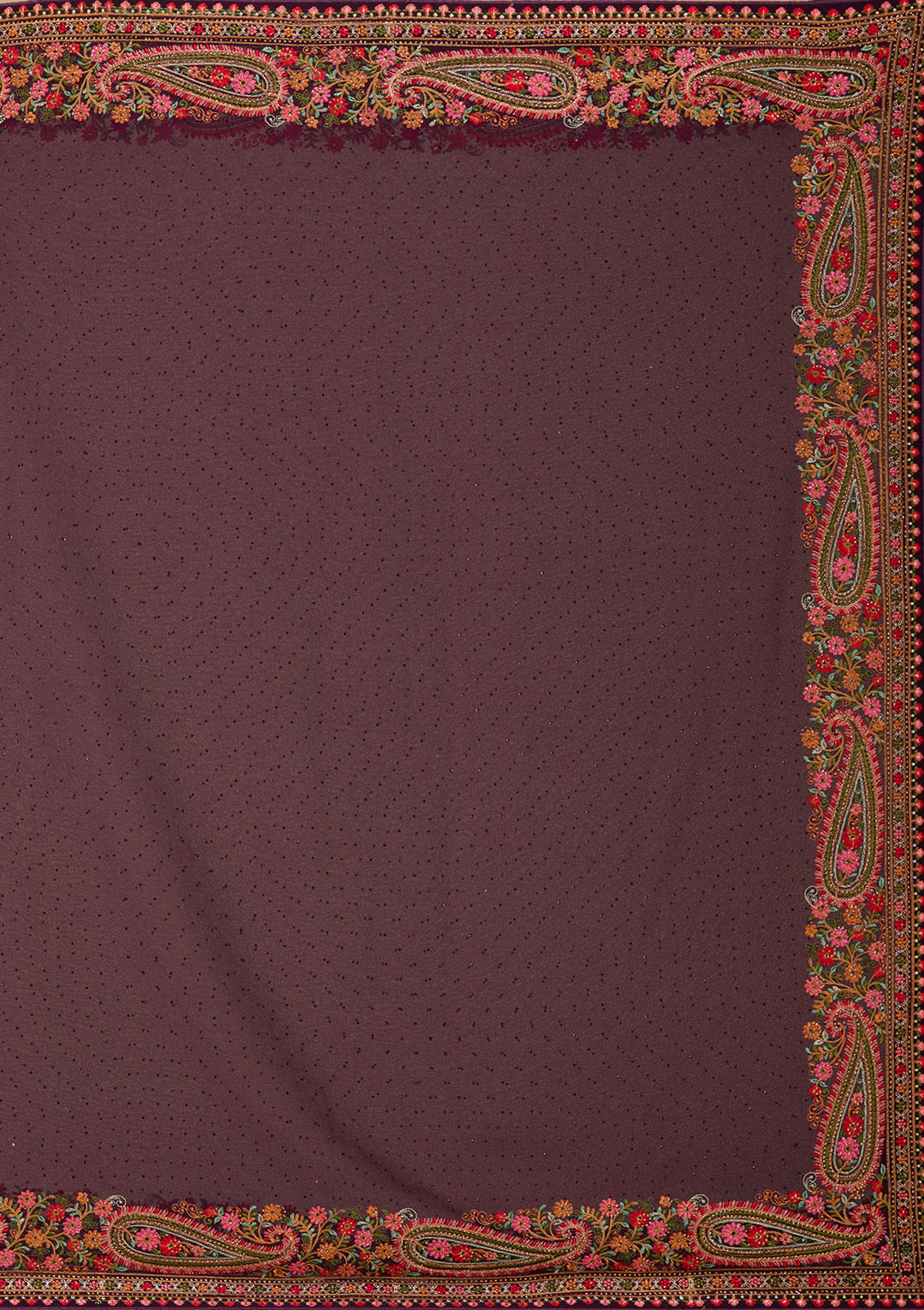 Wine Kashmiri Georgette Saree