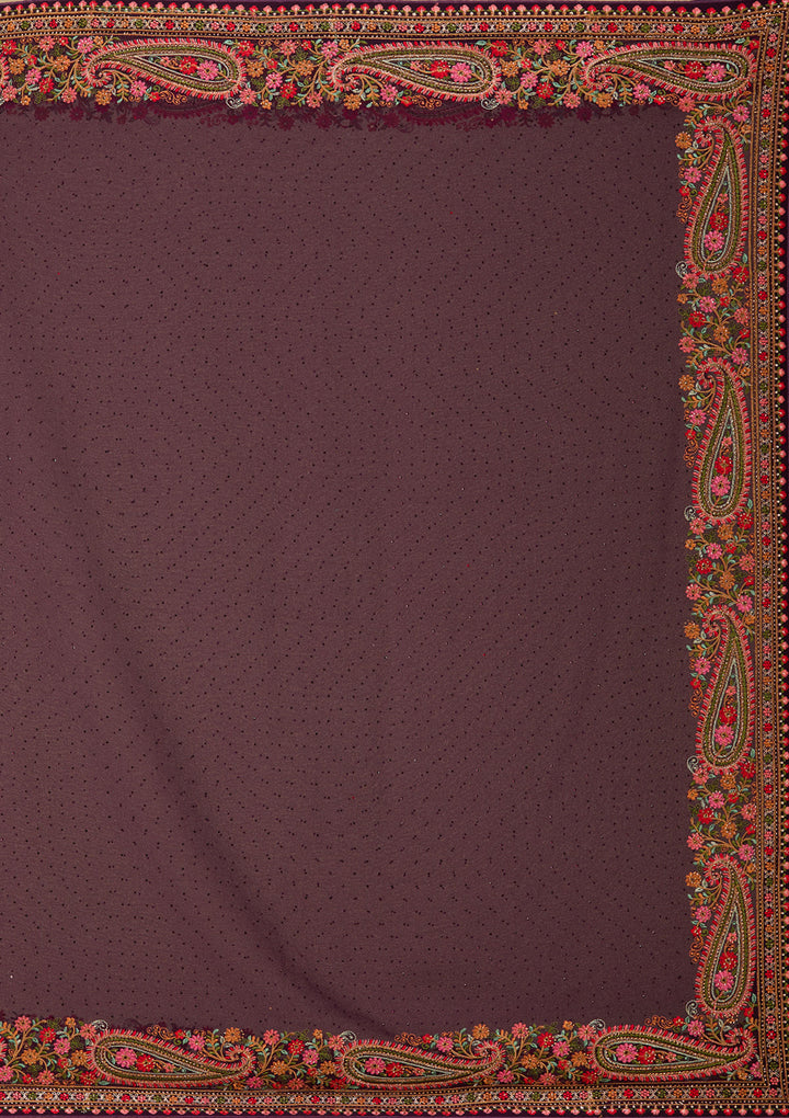 Wine Kashmiri Georgette Saree